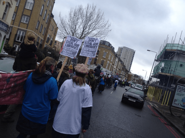 The demo makes its way towards Stockwell