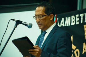 Ansel Wong, originator of BHM, speaking at Lambeth UNISON Black History Month